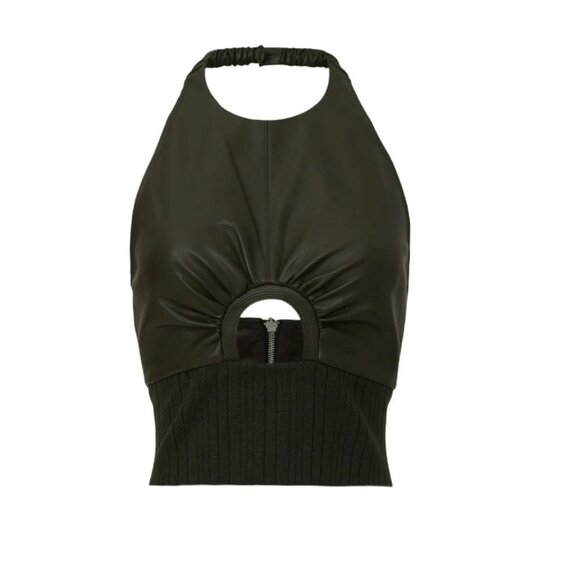 3.1 Phillip Lim Faux Leather Halter Top in green size 6 - Picture 4 of 7